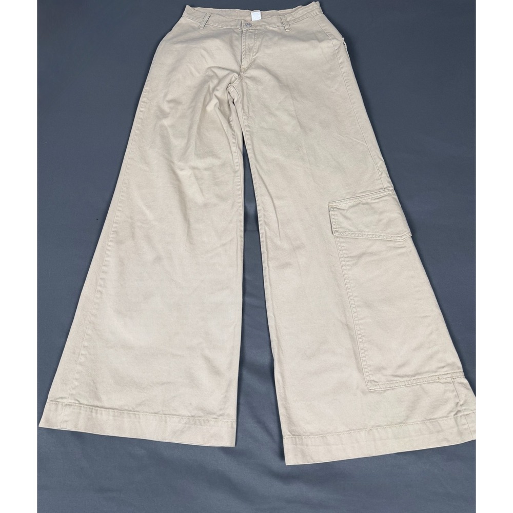 VTG Y2K Boom Boom Jeans Wide Leg Cargo Pants Tan Baggy Flare Womens 9/10